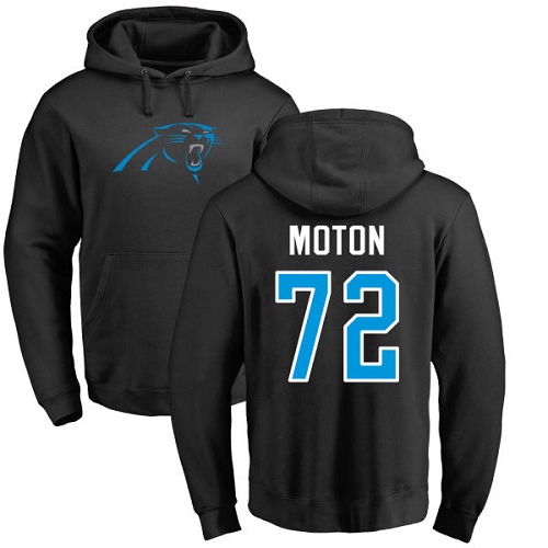Carolina Panthers Men Black Taylor Moton Name and Number Logo NFL Football 72 Pullover Hoodie Sweatshirts